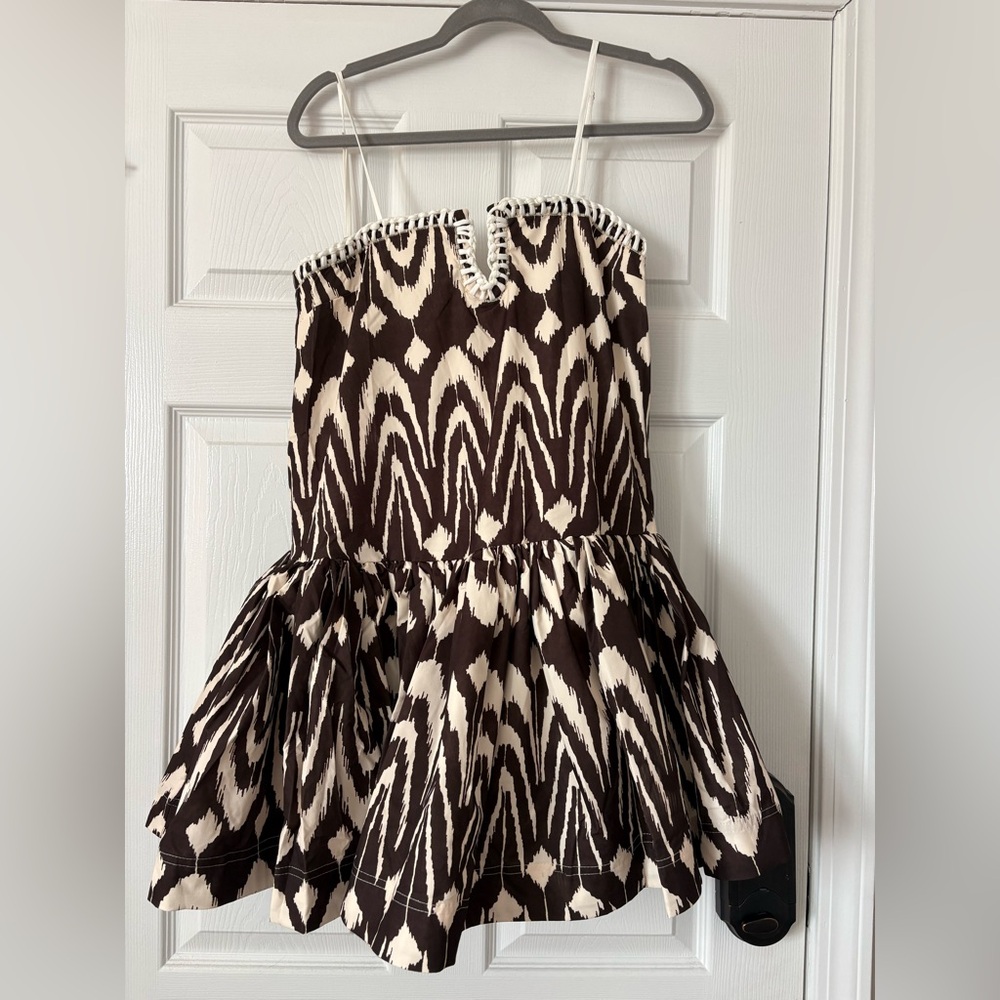 Chic Brown and White Patterned Dress